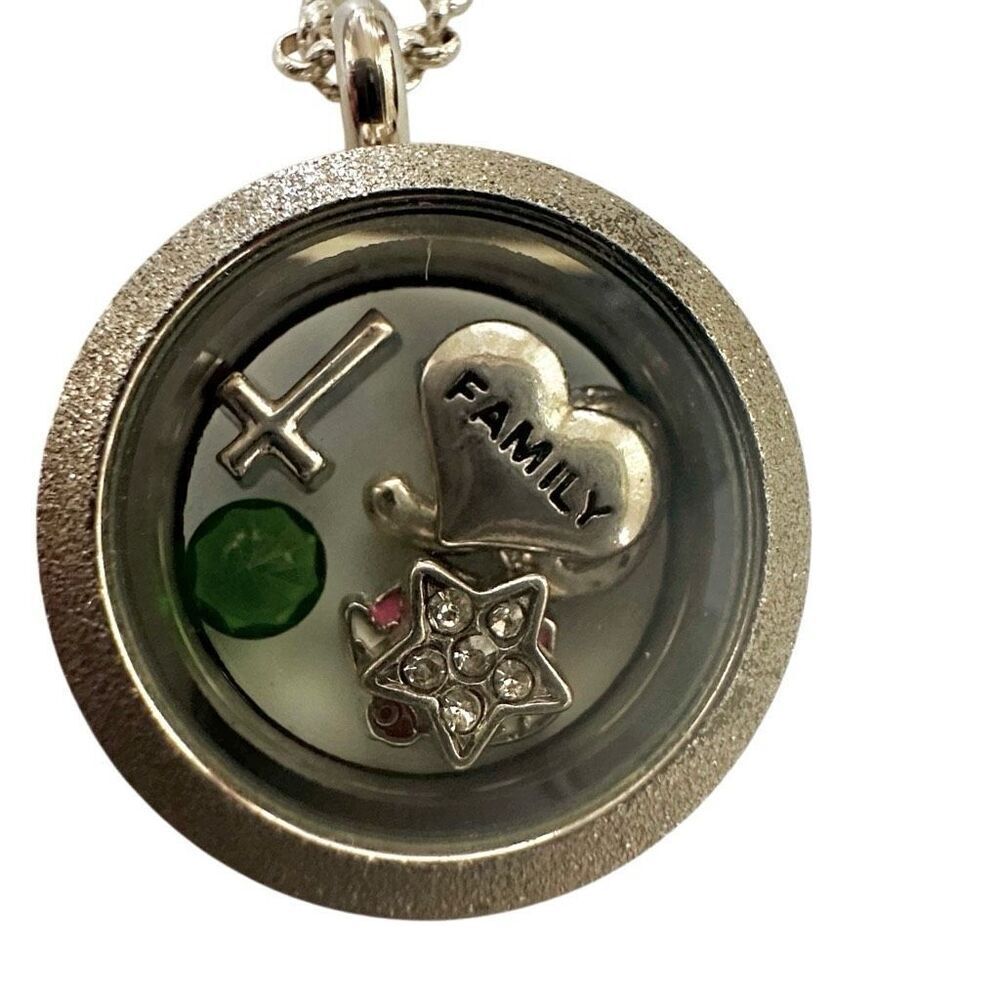 Floating Charm silver tone Locket necklace